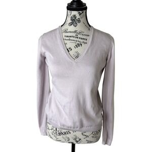 Loro Piana Women's Sz42 Light Lavender Cotton V-Neck Sweater Long Sleeve Knit